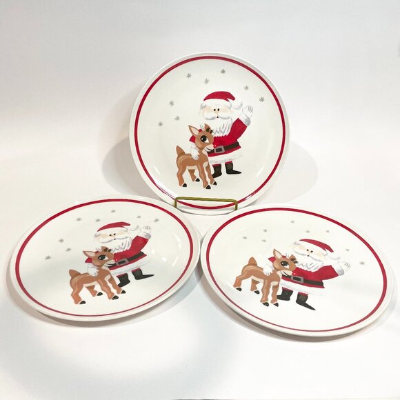 Pottery Barn Kids Rudolph the Red-Nosed Reindeer Melamine 9" Plates Set of 3 - Picture 1 of 8